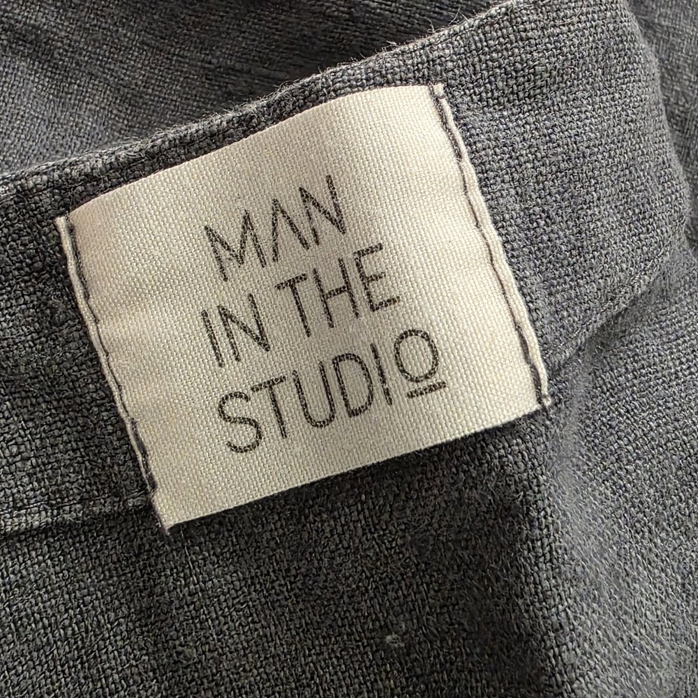 100% Stonewashed Linen Bathrobe – Charcoal Grey, Size S (Extra-Long) - Picture 9 of 12